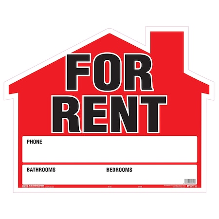 Hy-Ko For Rent House-Shaped Sign 19" x 24", 5PK A00902